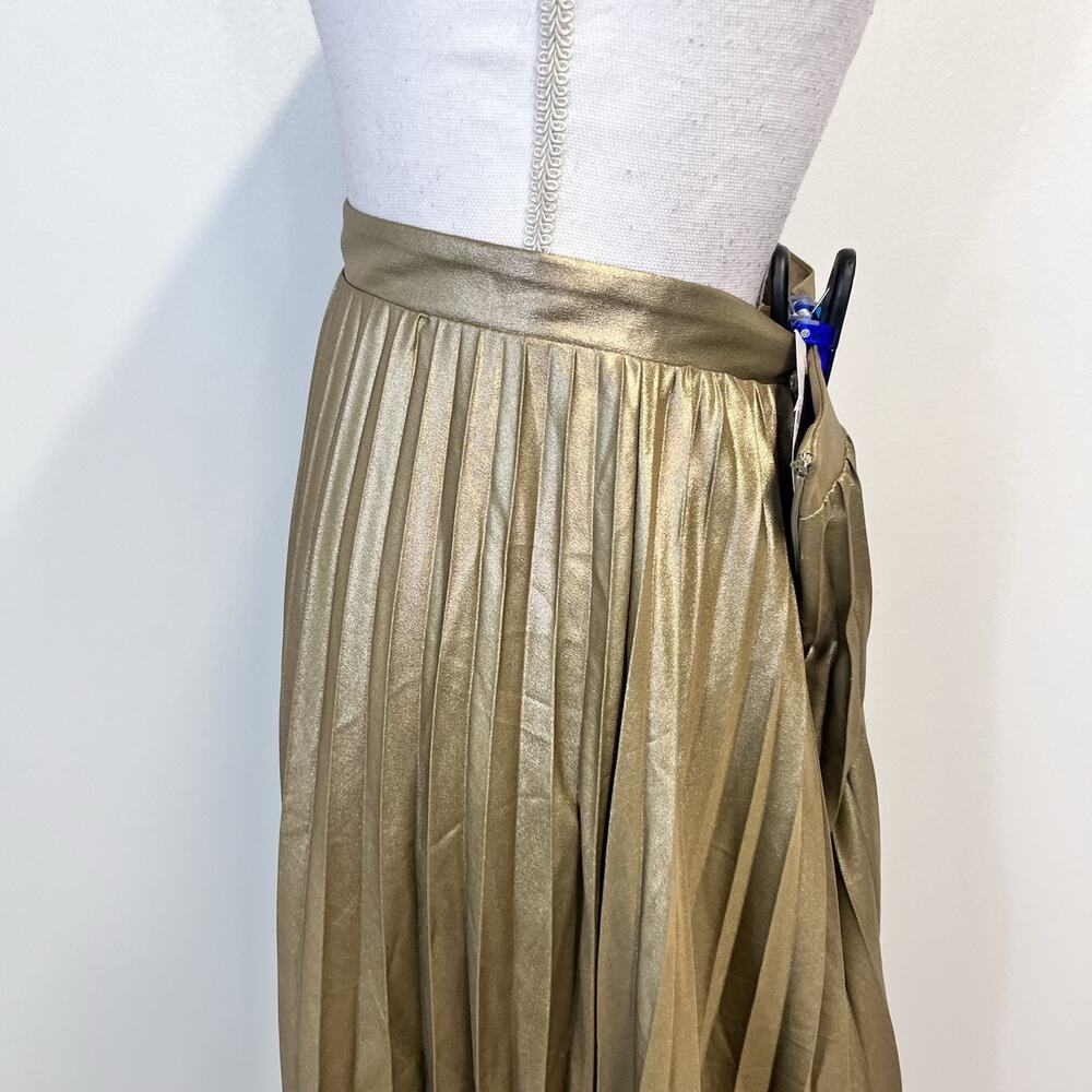 Ann Taylor Skirt size 14 Gold Shimmery Pleated Wedding Evening Cocktail Modest - Picture 7 of 10